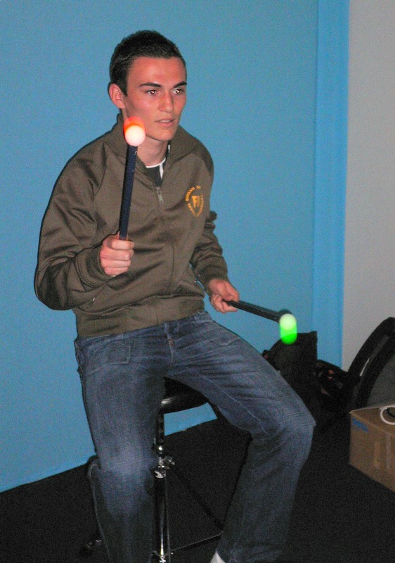 Youg drummer playing