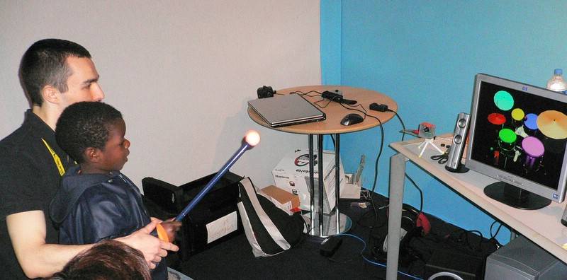 Julien gives a virtual drums lesson